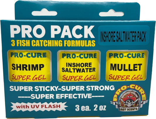 Pro Pack Inshore Saltwater for All You Saltwater Fisherman This Bait Scent Pack has it All. This Value Pack has The 3 Main Bait attractants Used by Saltwater Anglers Around The Globe.